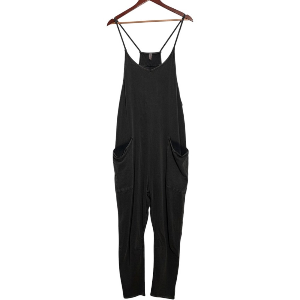 FP Movement Hot Shot Jumpsuit Washed Black Charcoal Large Boho Harem Oversized